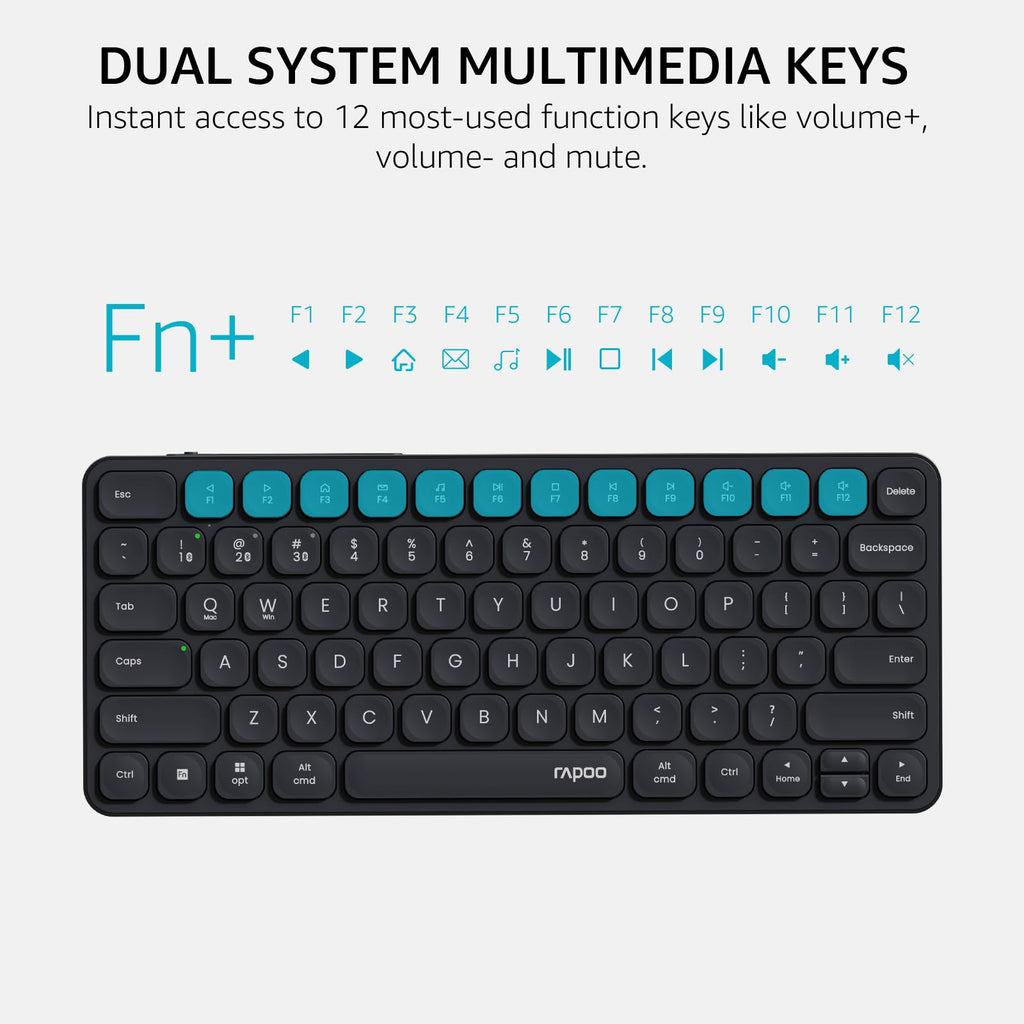Teclado sem Fio Rapoo E9050L, Bluetooth, ABNT2, Multi-Dispositivos, Preto