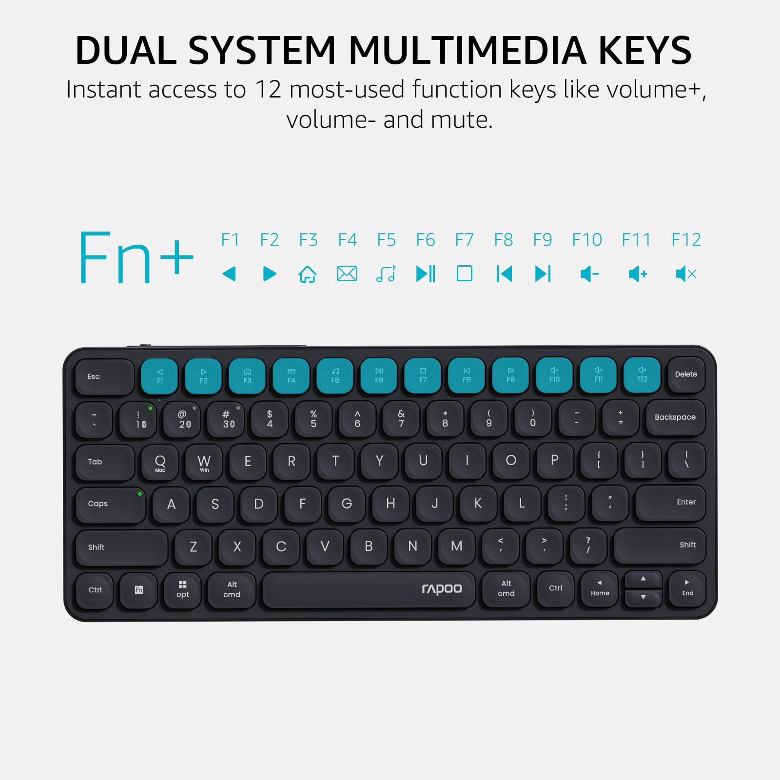 Teclado sem Fio Rapoo E9050L, Bluetooth, ABNT2, Multi-Dispositivos, Preto