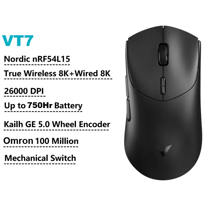 Mouse Gamer Sem Fio Rapoo VT7 MAX / VT7 com Taxa de Polling 8K Real, Leve (53g) e Bateria com Duração de até 750 Horas