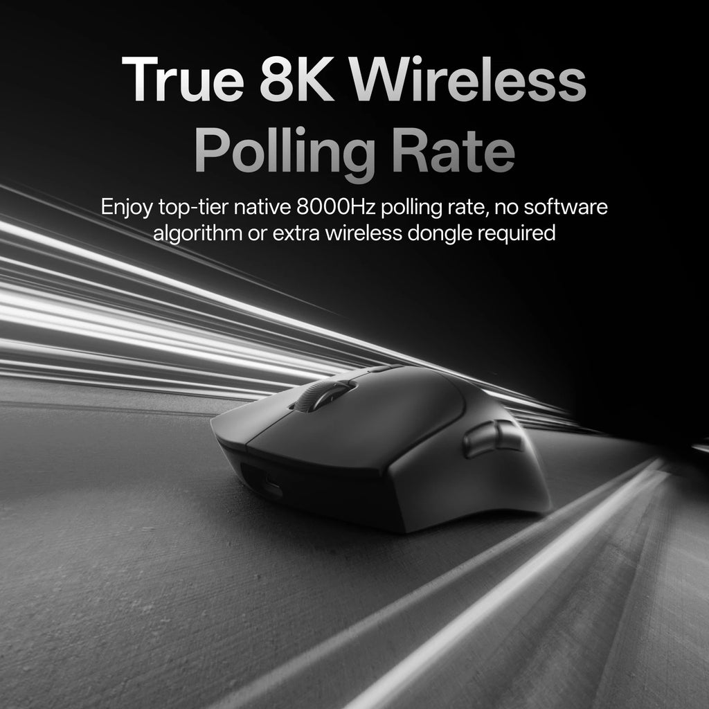 Mouse Gamer Sem Fio Rapoo VT7 MAX / VT7 com Taxa de Polling 8K Real, Leve (53g) e Bateria com Duração de até 750 Horas